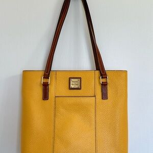 Dooney & Bourke Mustard Yellow Tote with Brown Straps